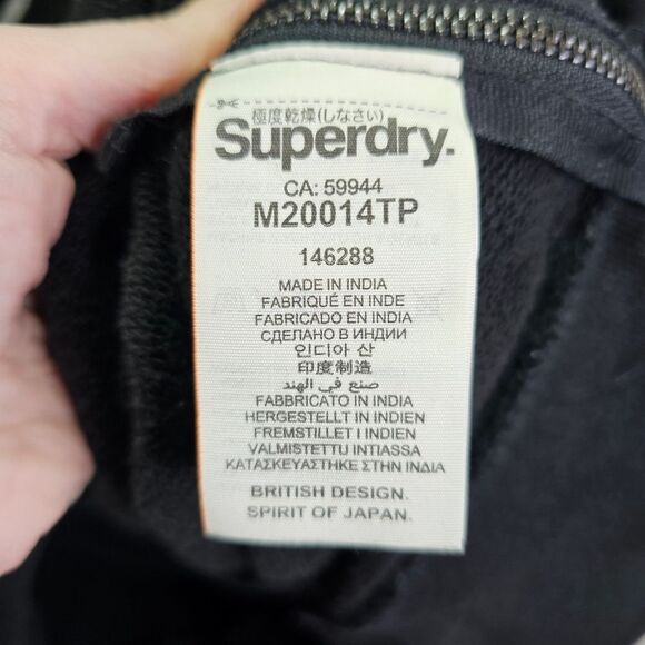 Superdry Black Logo Hooded Sweatshirt Size Large - Picture 5 of 9